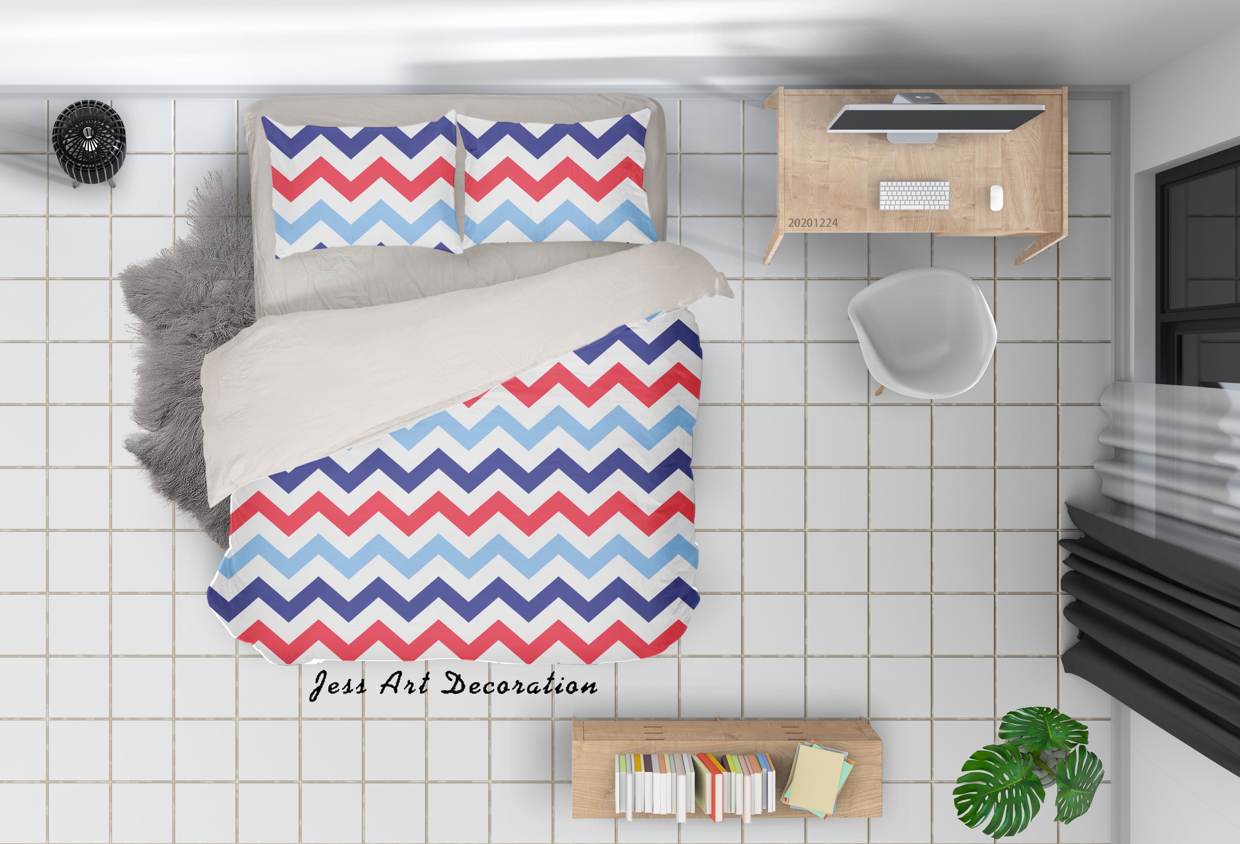 3D Abstract Colorful Geometric Zigzag Quilt Cover Set Bedding Set Duvet Cover Pillowcases 101 LQH- Jess Art Decoration