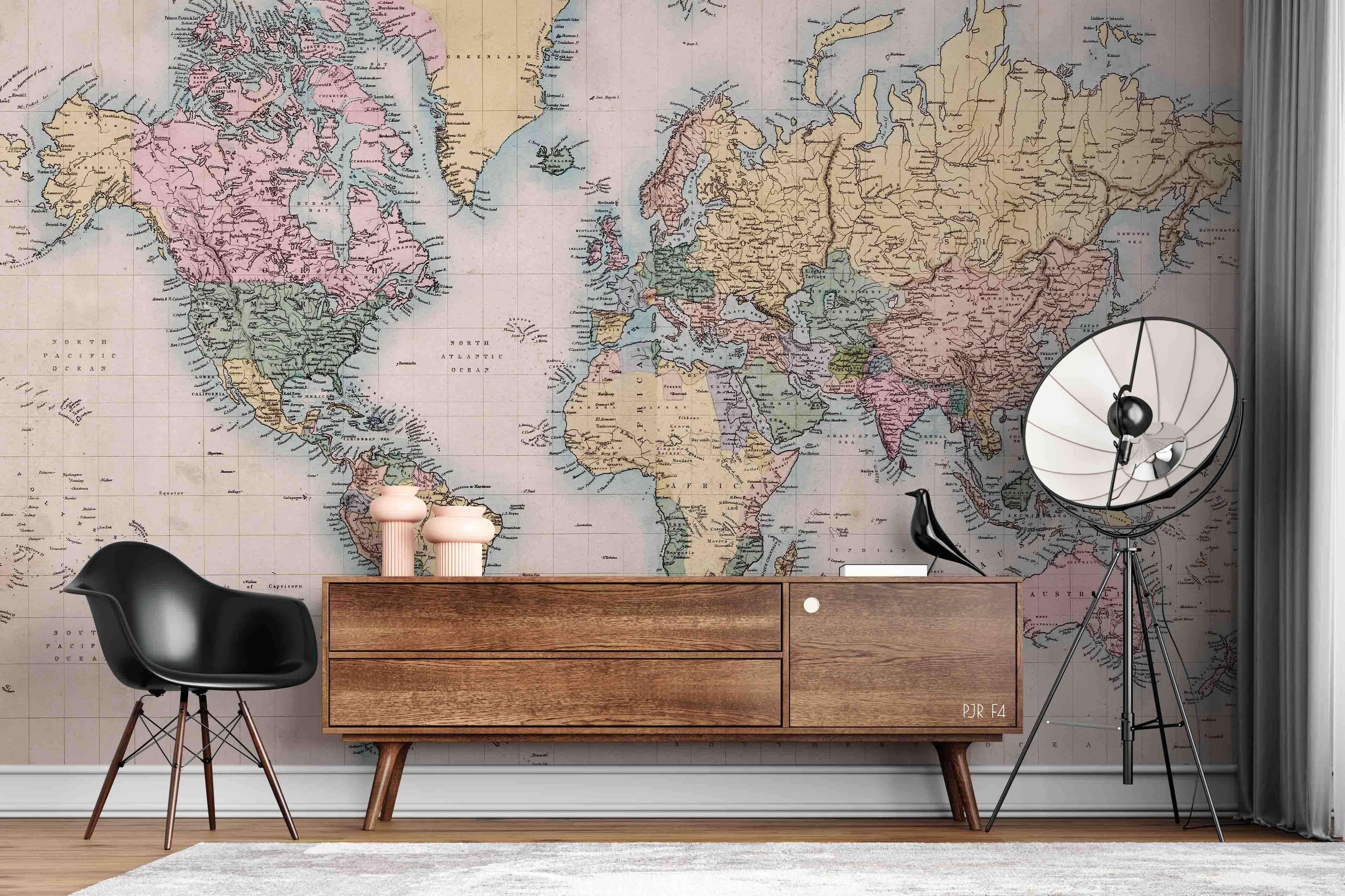 3D World Map Pattern Wall Mural Wallpaper WJ 5193- Jess Art Decoration