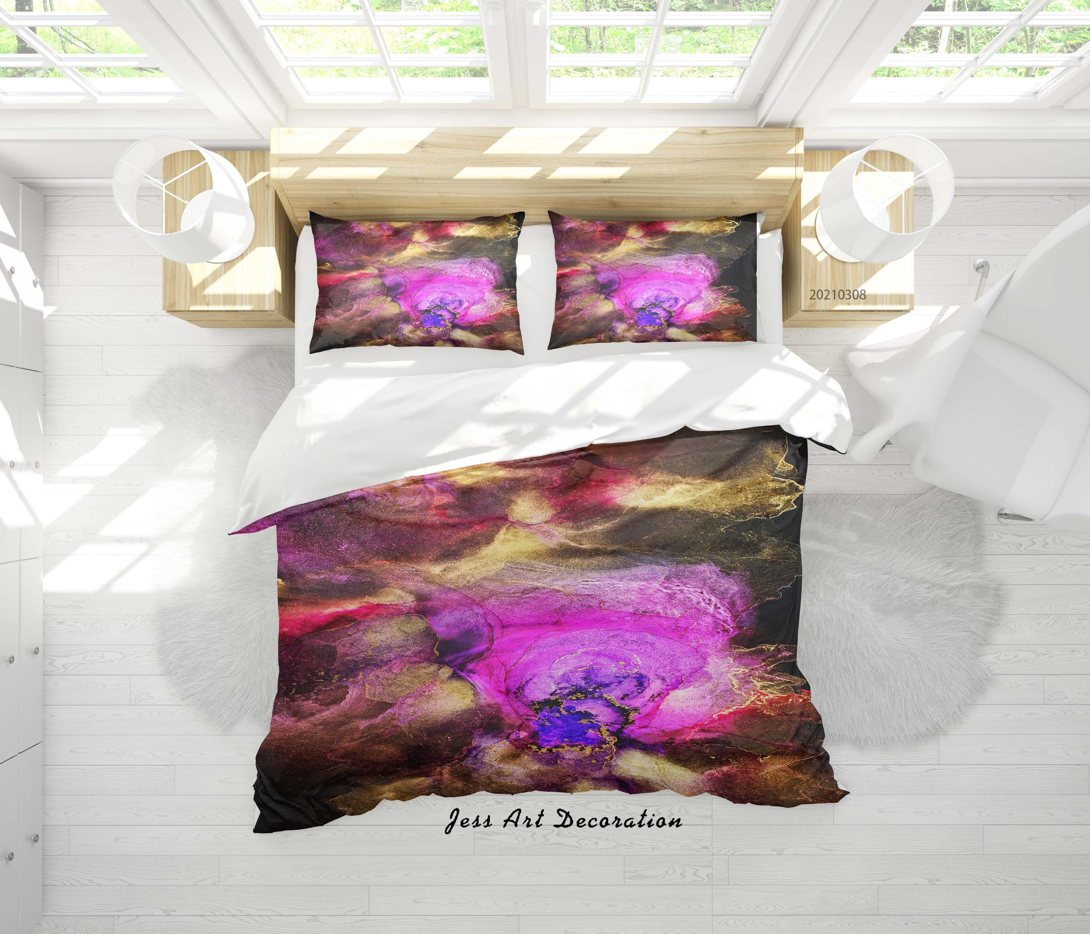 3D Abstract Color Marble Quilt Cover Set Bedding Set Duvet Cover Pillowcases 304- Jess Art Decoration