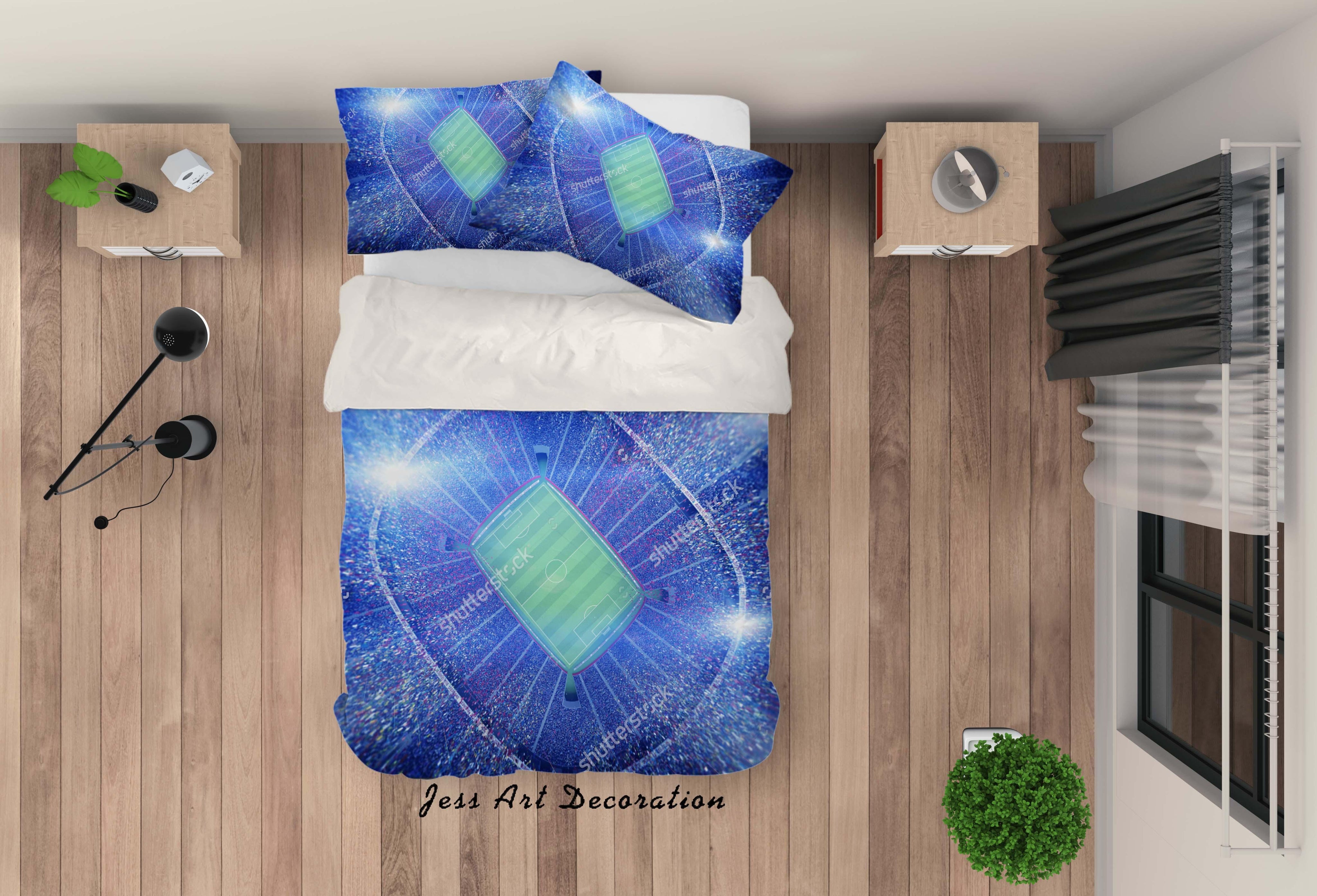 3D Blue Stadium Quilt Cover Set Bedding Set Pillowcases 78- Jess Art Decoration