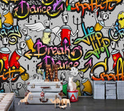 3D Spray Can Graffiti Break Dance Wall Mural Wallpaper SF08- Jess Art Decoration