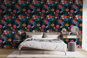 3D Vintage Pastoral Colorful Flowers Leaves Background Wall Mural Wallpaper GD 3611- Jess Art Decoration