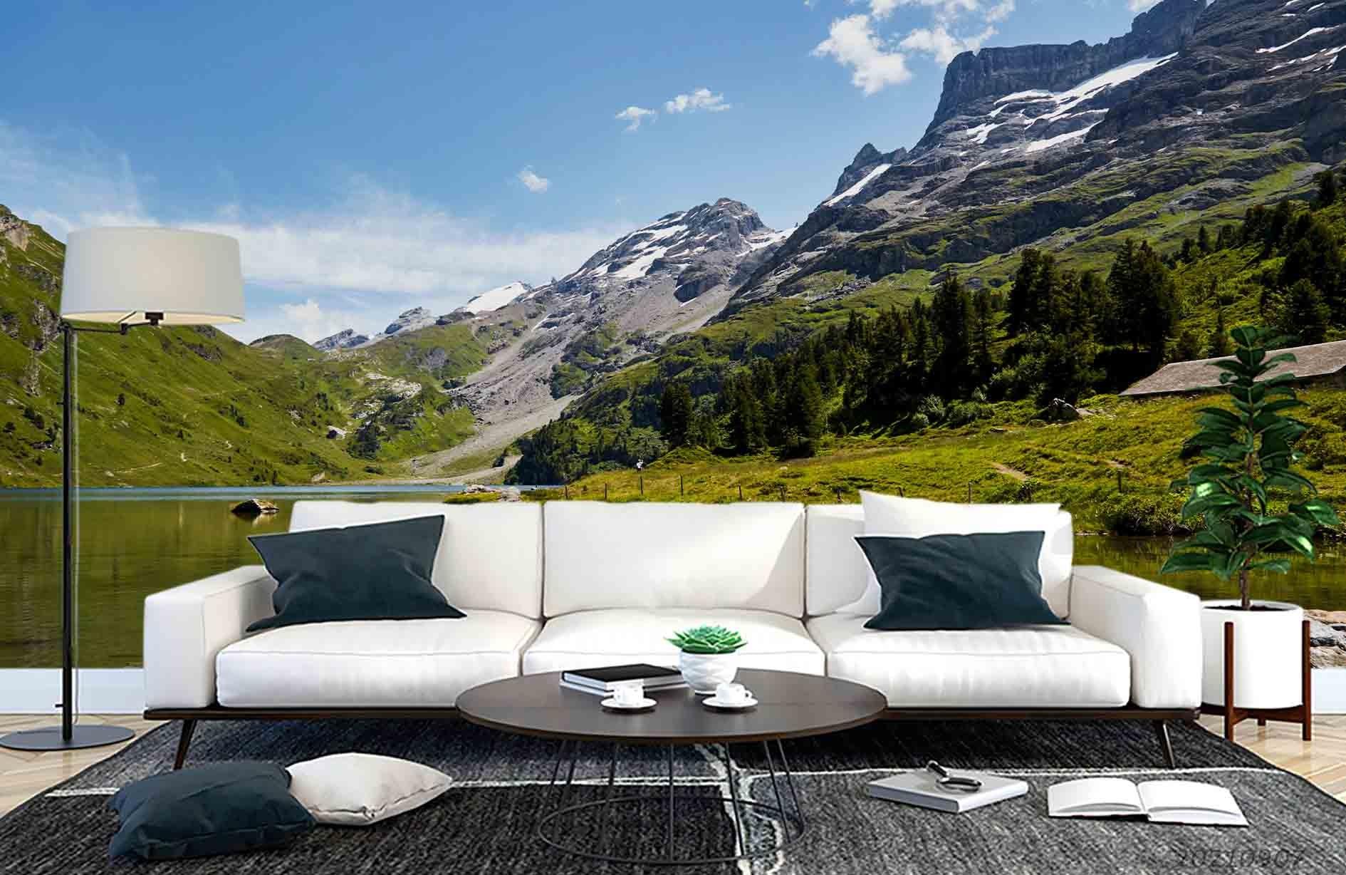 3D Mountain Forest Lake Nature Landscape Wall Mural Wallpaper LQH 30- Jess Art Decoration