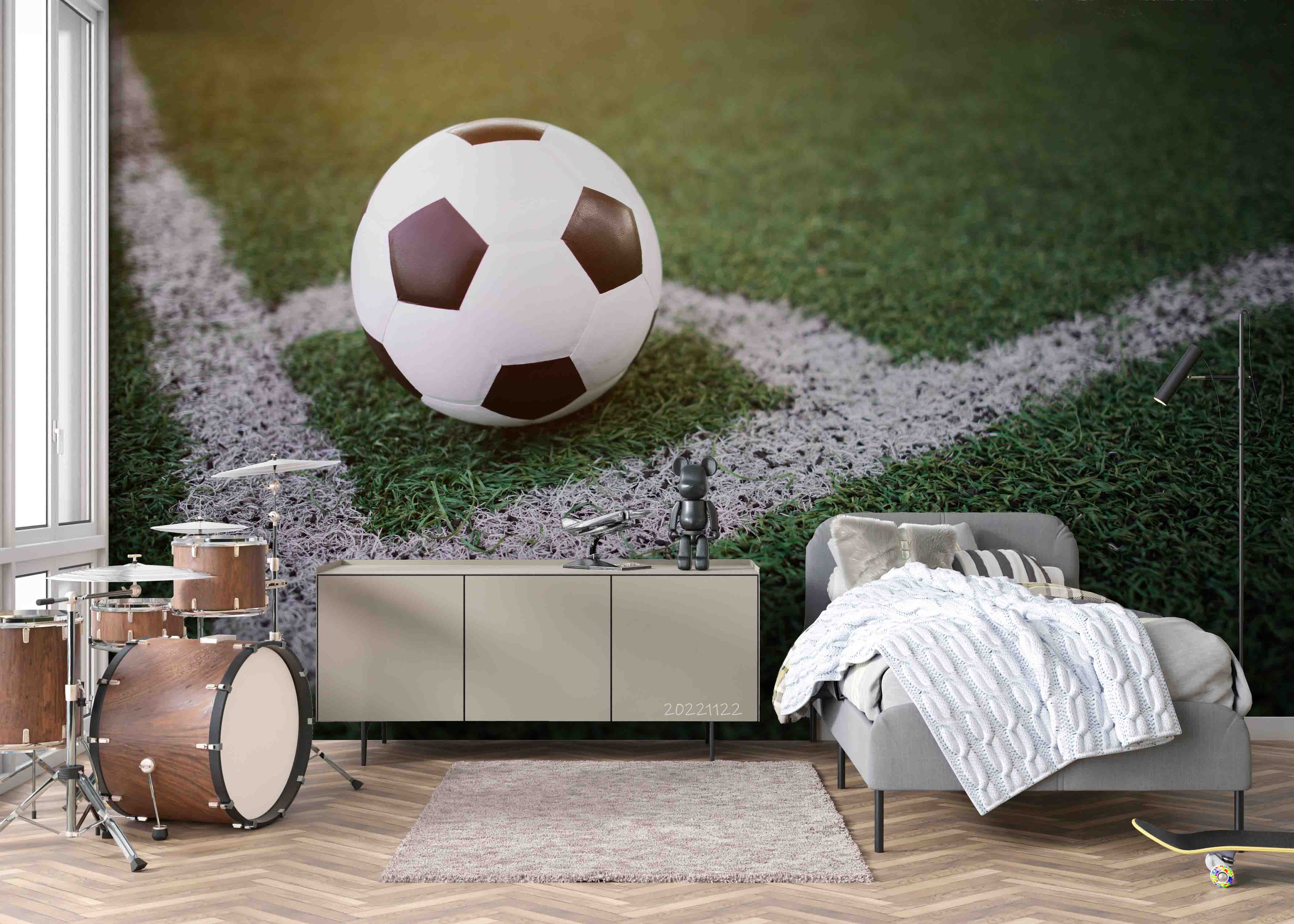 3D Soccer White Line Stadium Wall Mural Wallpaper GD 2508- Jess Art Decoration