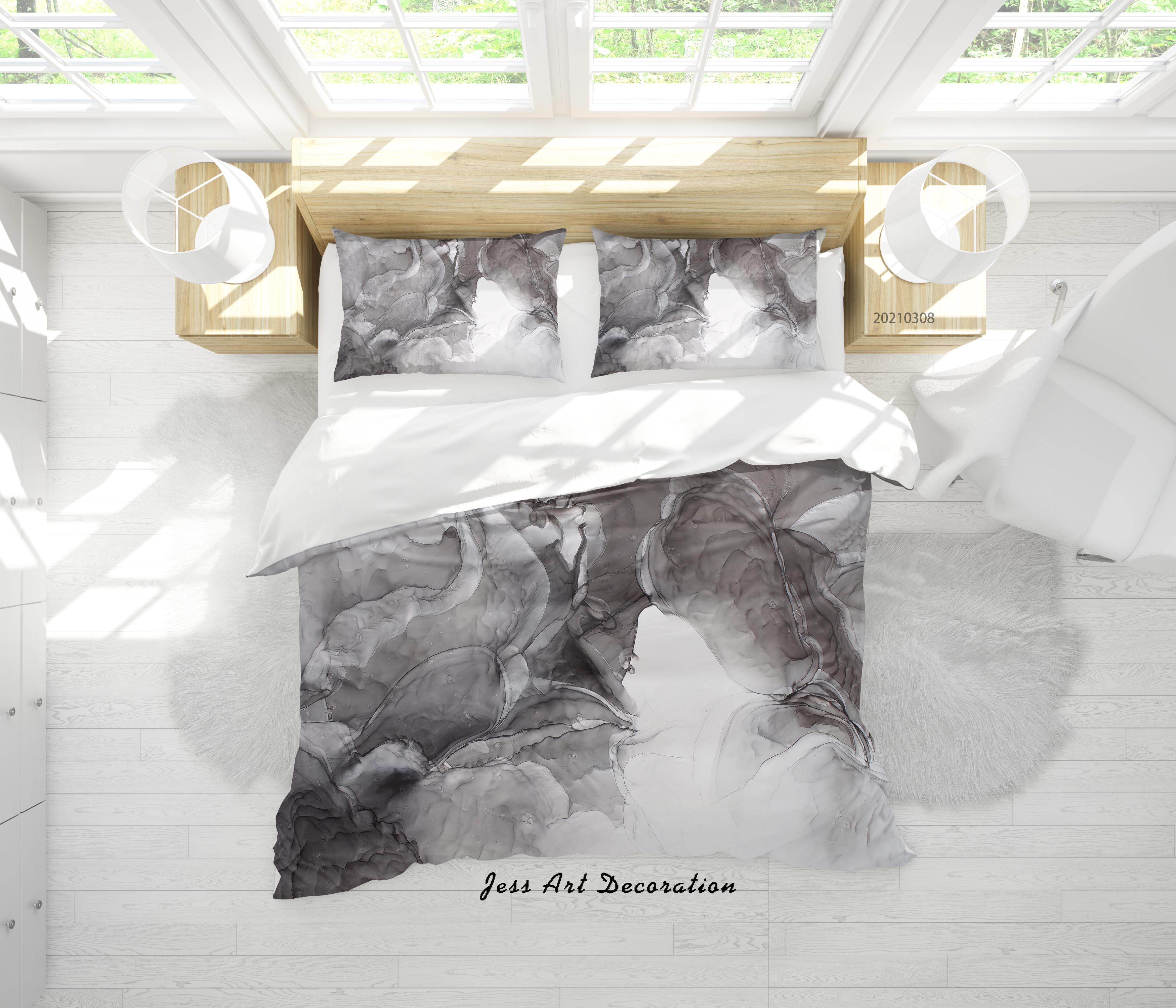 3D Abstract Grey Marble Quilt Cover Set Bedding Set Duvet Cover Pillowcases 310- Jess Art Decoration