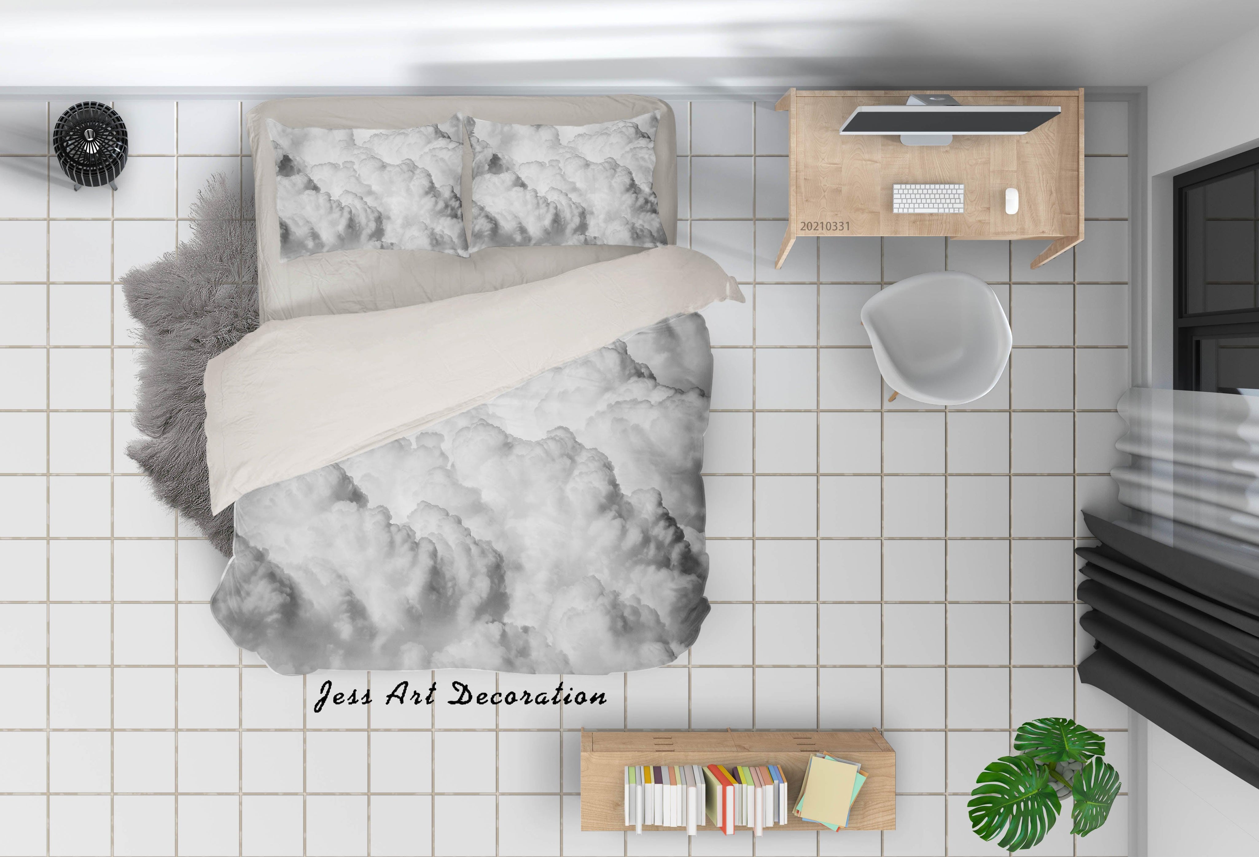 3D White Cloud Landscape Quilt Cover Set Bedding Set Duvet Cover Pillowcases 229- Jess Art Decoration