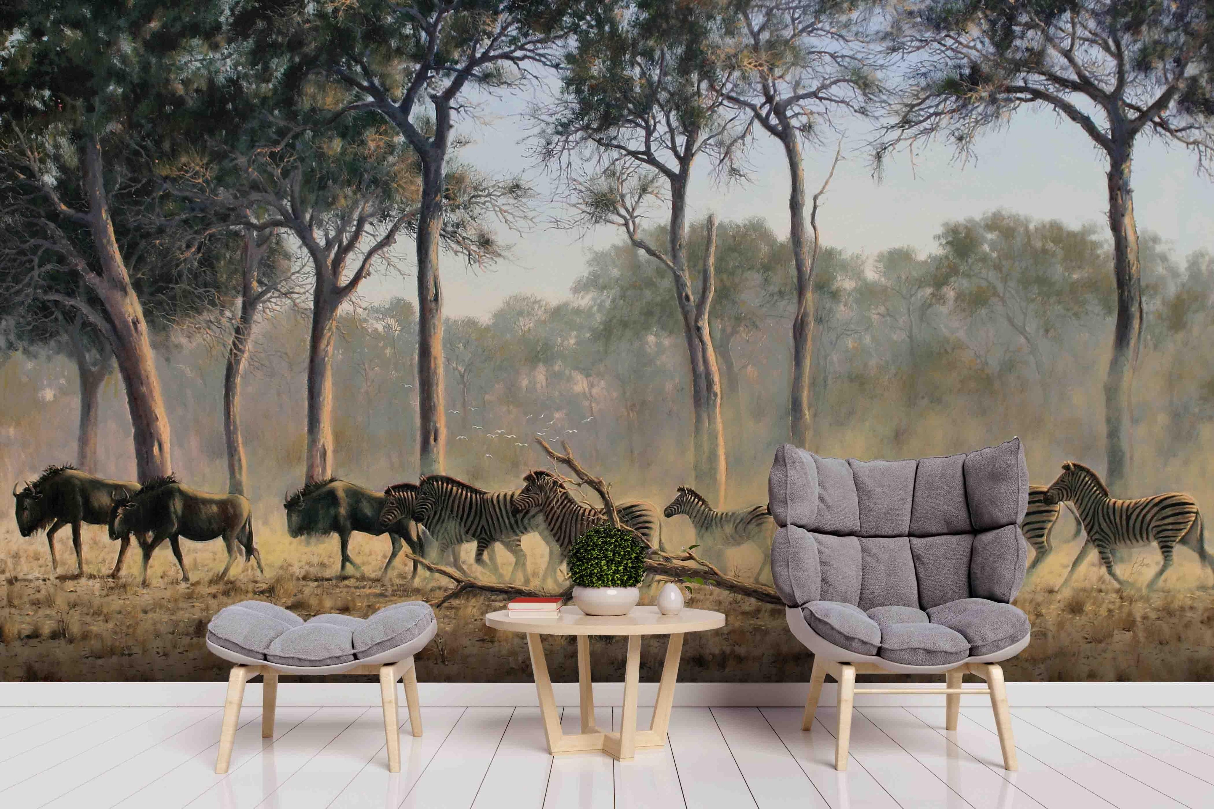 3D African Steppe Zebra Herd Wall Mural Wallpaper 50- Jess Art Decoration