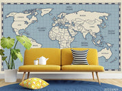 3D Blue World Map Wall Mural Wallpaper LQH 280- Jess Art Decoration