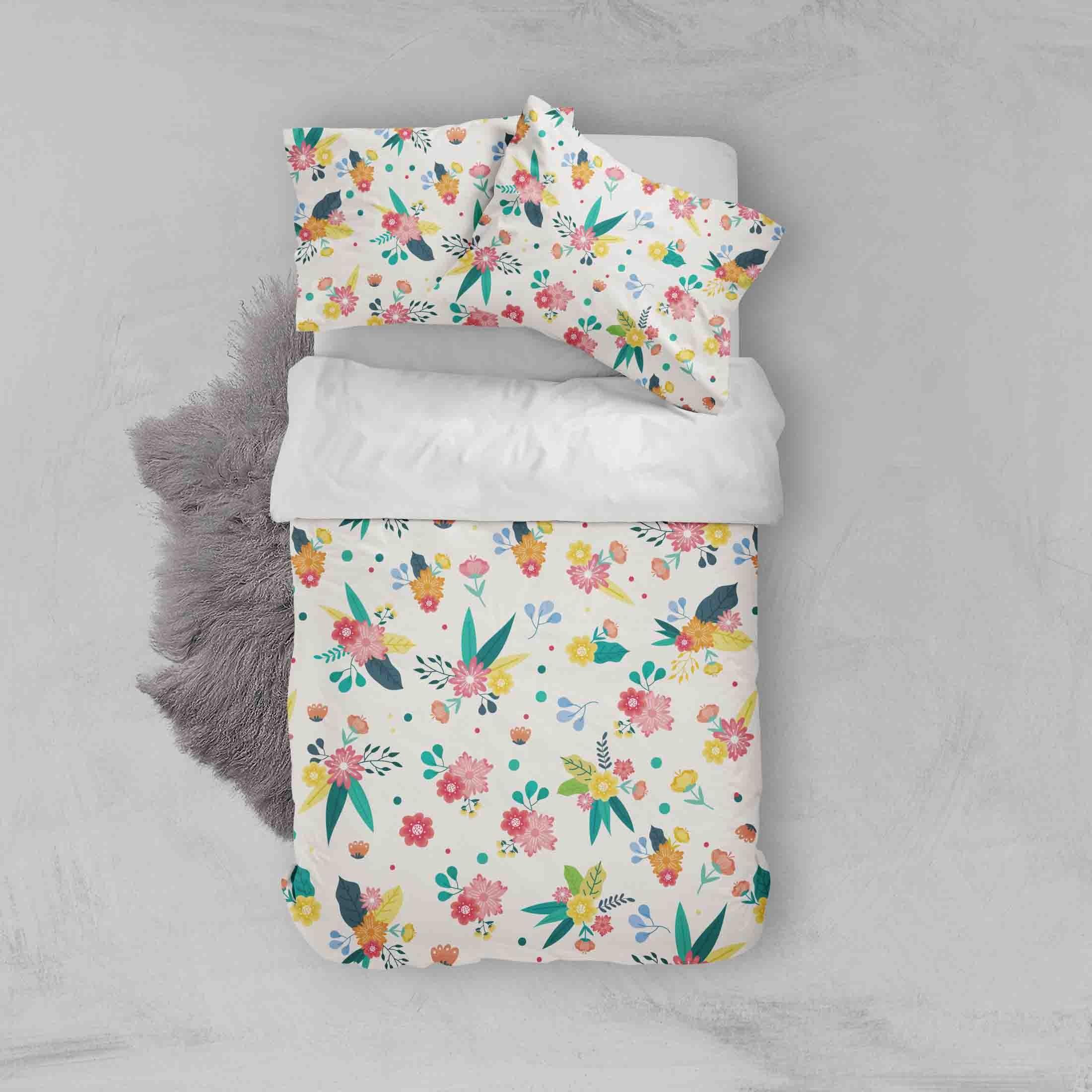 3D White Floral Quilt Cover Set Bedding Set Pillowcases 96- Jess Art Decoration