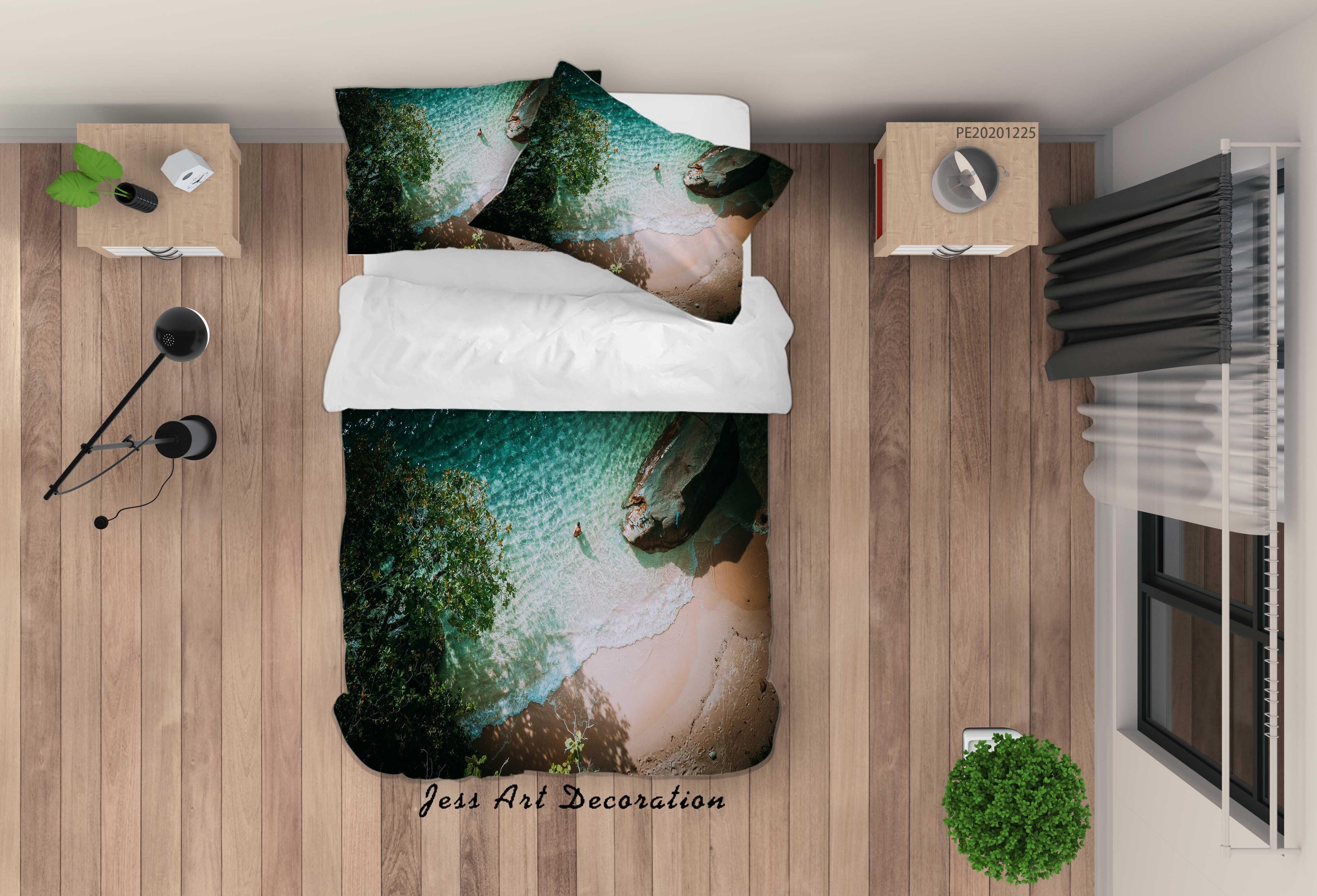 3D Beach Boat Nature Landscape Quilt Cover Set Bedding Set Duvet Cover Pillowcases 40- Jess Art Decoration