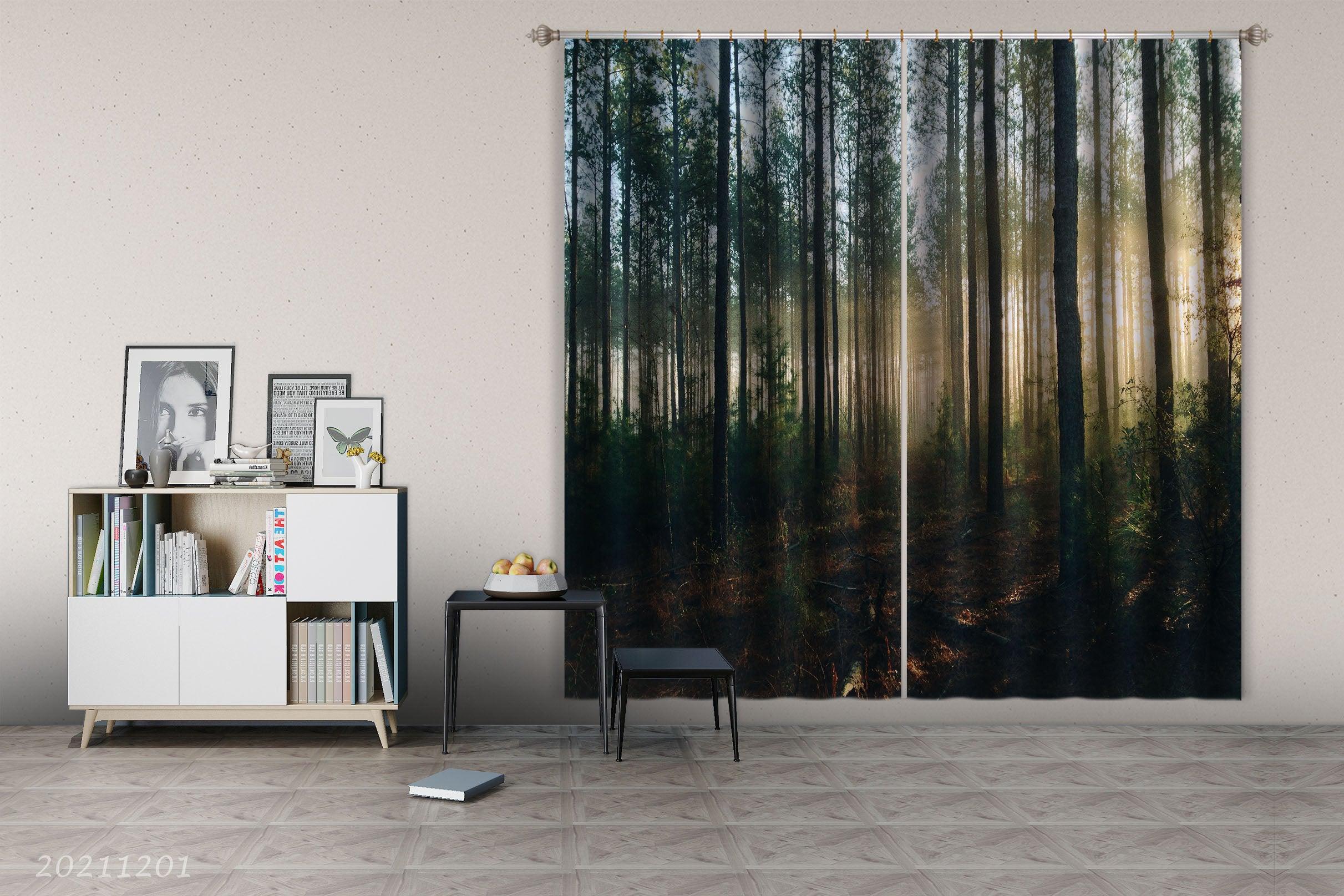 3D Landscape Plant Forest Green Sunshine Curtains and Drapes LLL 14- Jess Art Decoration