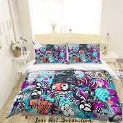 3D Graffiti Colorful Quilt Cover Set Bedding Set Duvet Cover Pillowcases LXL- Jess Art Decoration