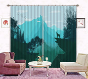 3D Landscape Mountain Tree Wolf Cliff Curtains and Drapes GD 4963- Jess Art Decoration