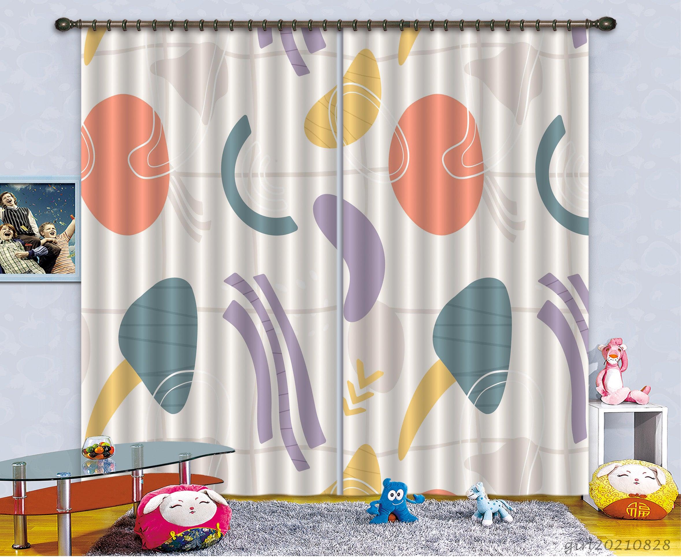 3D Abstract Color Shape Curtains and Drapes LQH 32- Jess Art Decoration