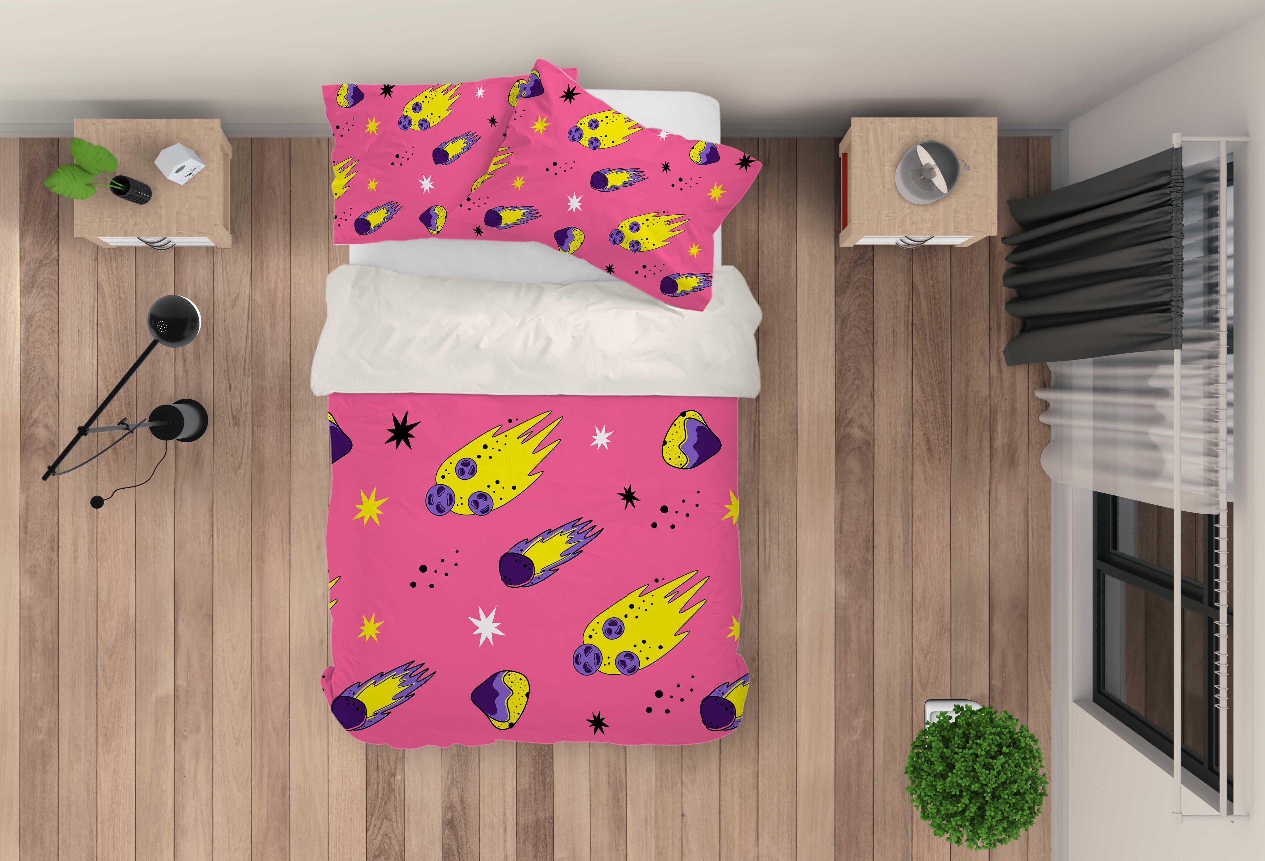 3D Pink Meteor Quilt Cover Set Bedding Set Pillowcases 67- Jess Art Decoration