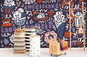 3D Violet Colorized Graffiti Fruits Sweet Wall Mural Wallpaper ZY D63- Jess Art Decoration