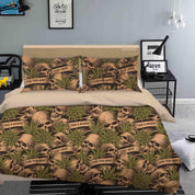 3D Human Skull Leaves Pattern Quilt Cover Set Bedding Set Duvet Cover Pillowcases WJ 9208- Jess Art Decoration