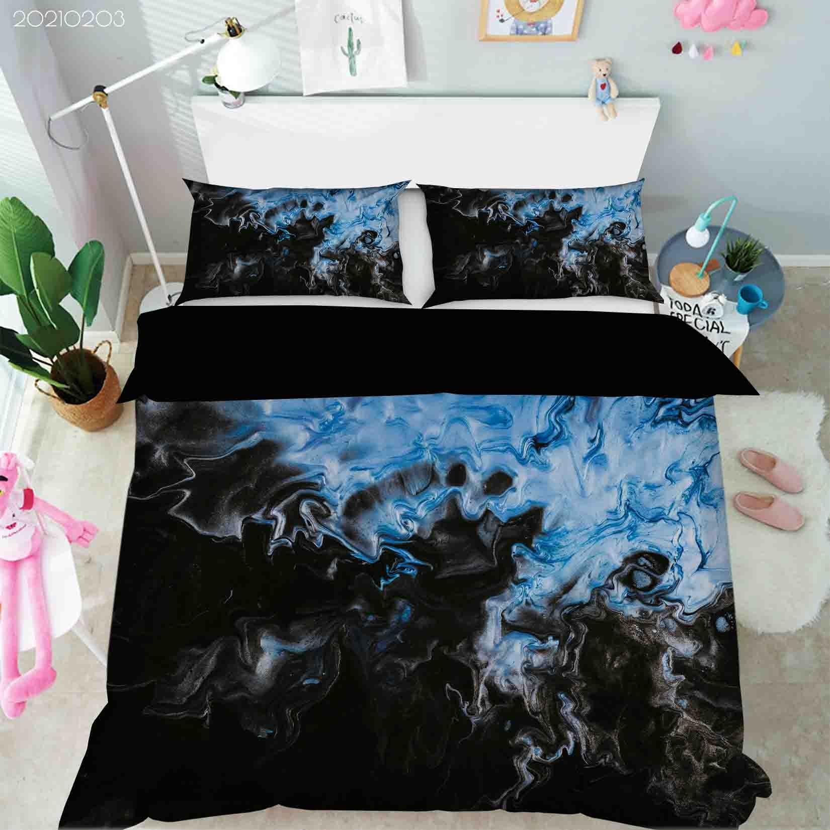 3D Abstract Blue Marble Texture Quilt Cover Set Bedding Set Duvet Cover Pillowcases 89- Jess Art Decoration
