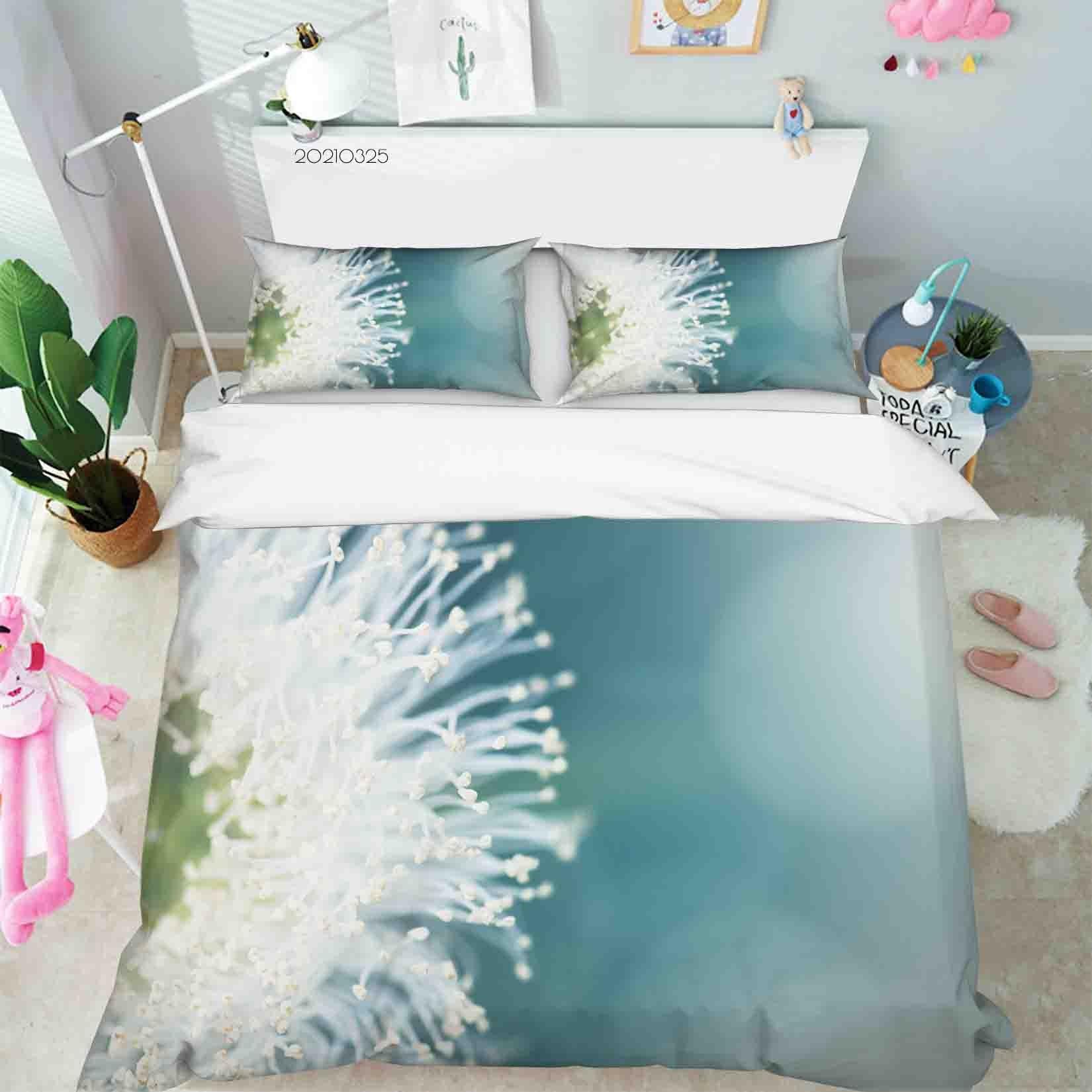 3D White Floral Quilt Cover Set Bedding Set Duvet Cover Pillowcases 265- Jess Art Decoration