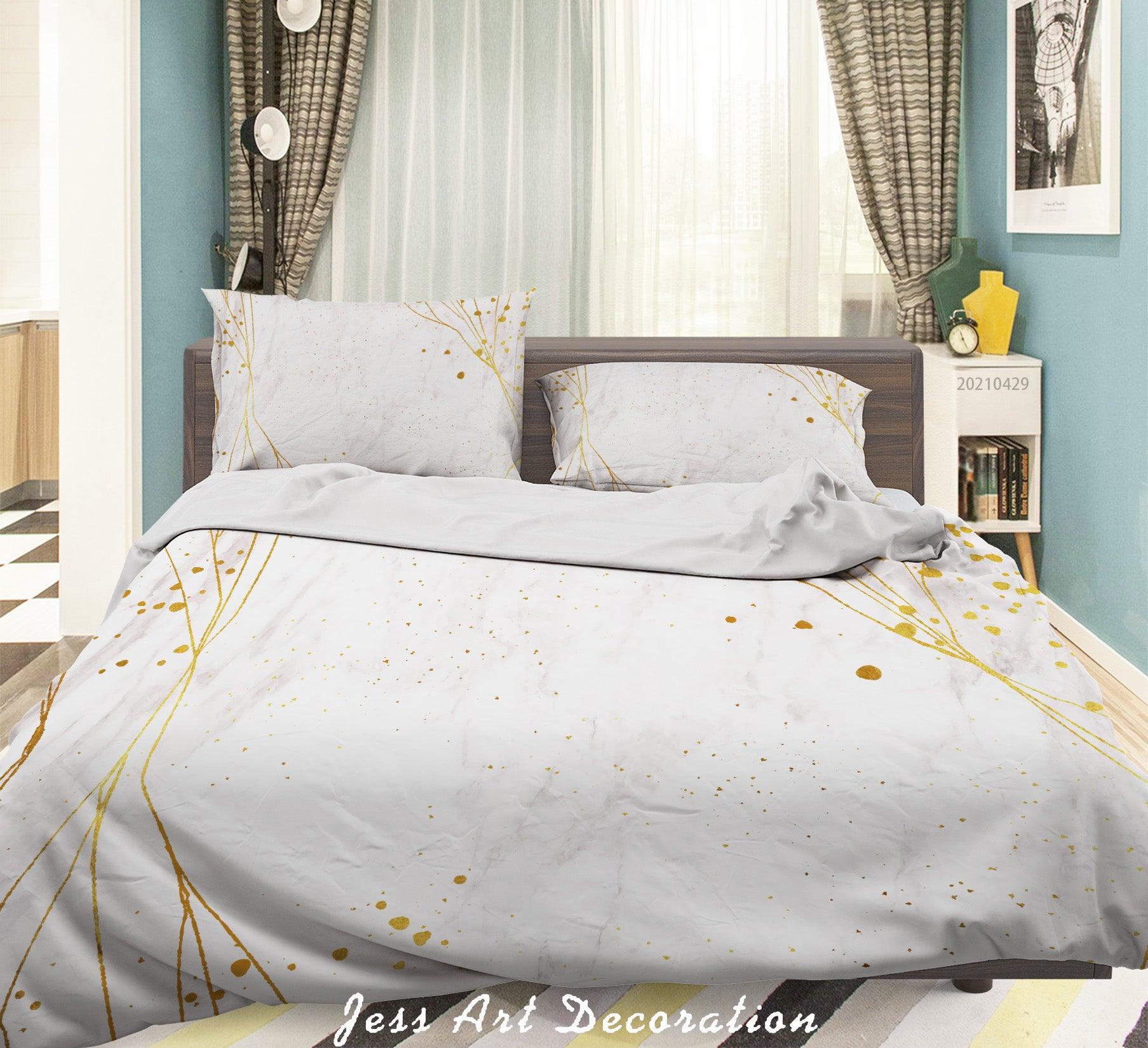3D Abstract Golden Line Marble Quilt Cover Set Bedding Set Duvet Cover Pillowcases 222- Jess Art Decoration