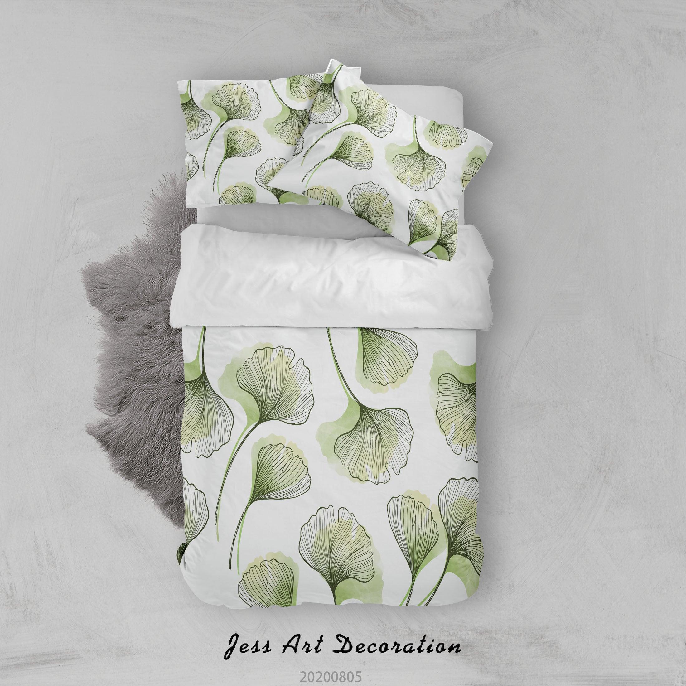 3D Watercolour Green Leaves Plant Quilt Cover Set Bedding Set Duvet Cover Pillowcases LXL 70- Jess Art Decoration