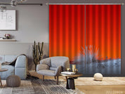 3D Winter Snow Plant Orange Background Curtains and Drapes GD 4327- Jess Art Decoration