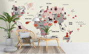 3D Cartoon World Map Wall Mural Wallpaper SF138- Jess Art Decoration