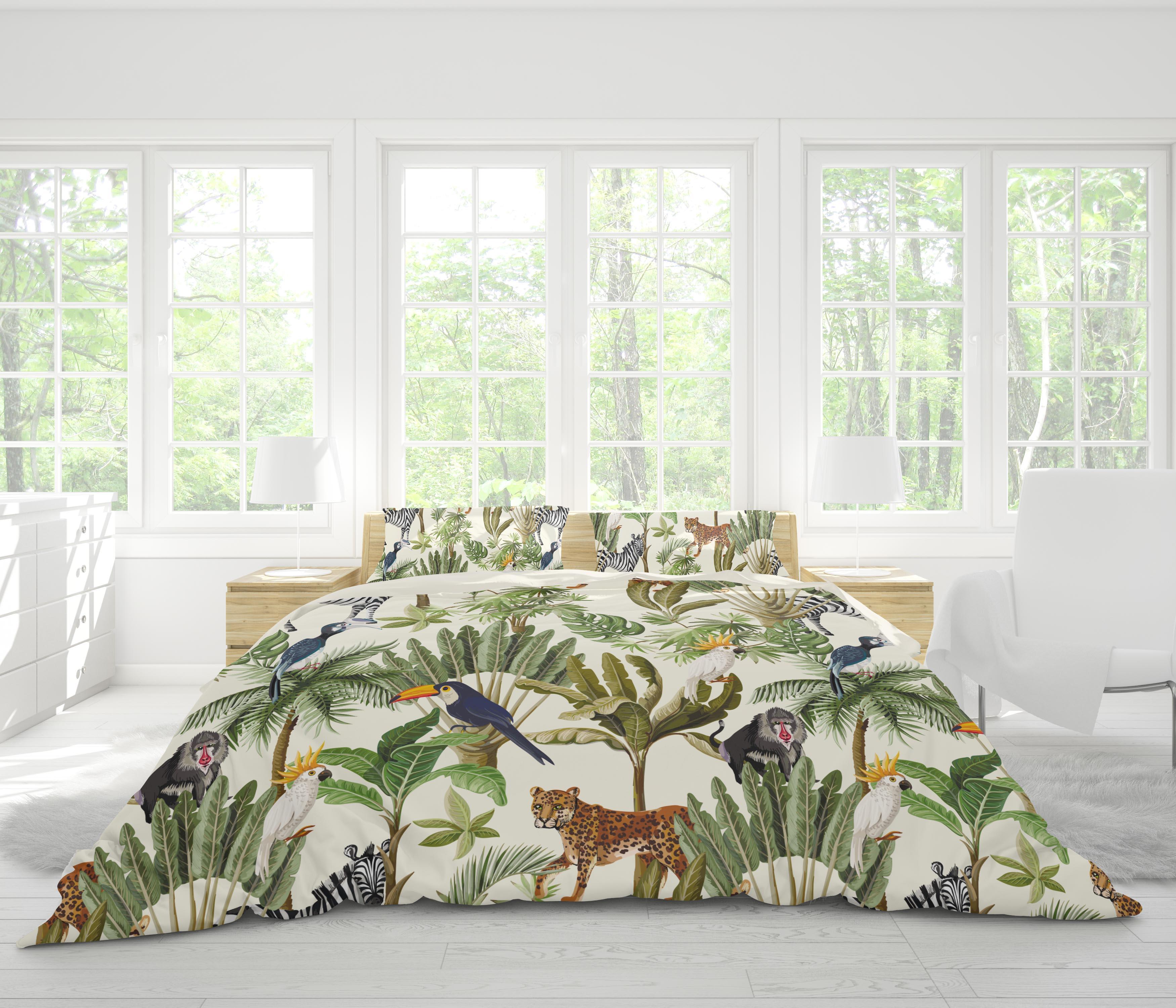 3D Tropical Jungle Animals Quilt Cover Set Bedding Set Pillowcases 176- Jess Art Decoration