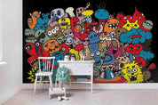 3D Animal Cartoon Graffiti Wall Mural Wallpaper SF45- Jess Art Decoration