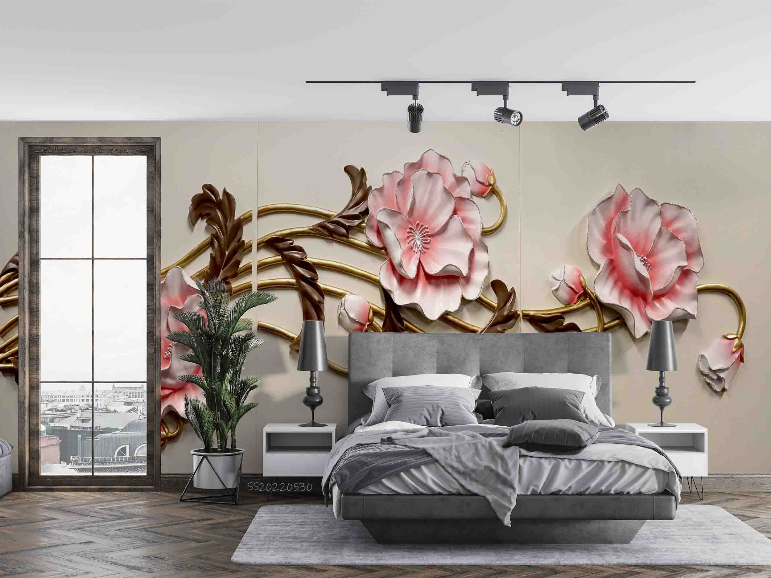 3D Embossed Peonies Floral Luxury Wall Mural Wallpaper GD 78- Jess Art Decoration