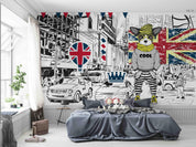 3D American Flag Car Dog Wall Mural Wallpaper WJ 6626- Jess Art Decoration