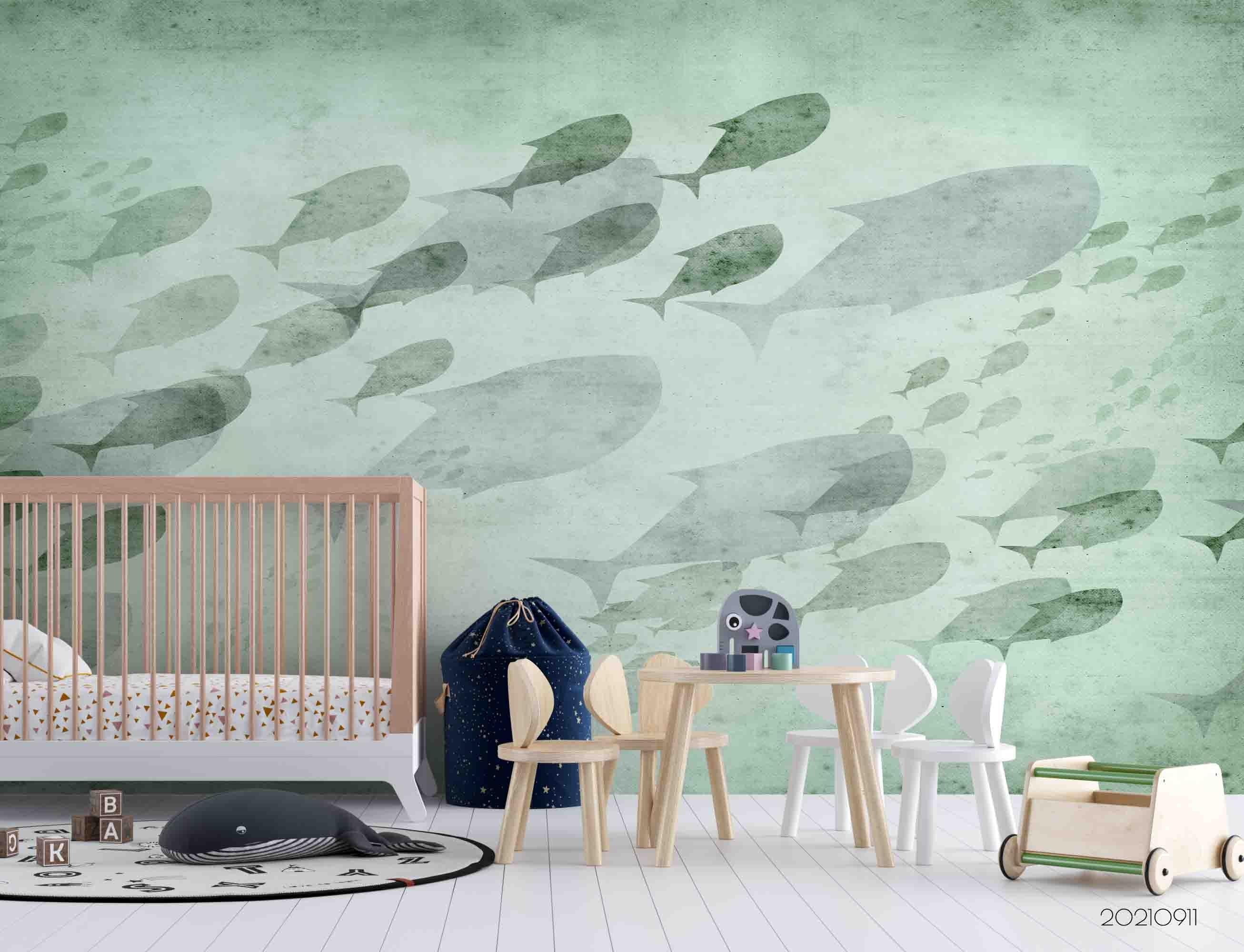 3D Hand Drawn Animal Fish Wall Mural Wallpaper LQH 739- Jess Art Decoration
