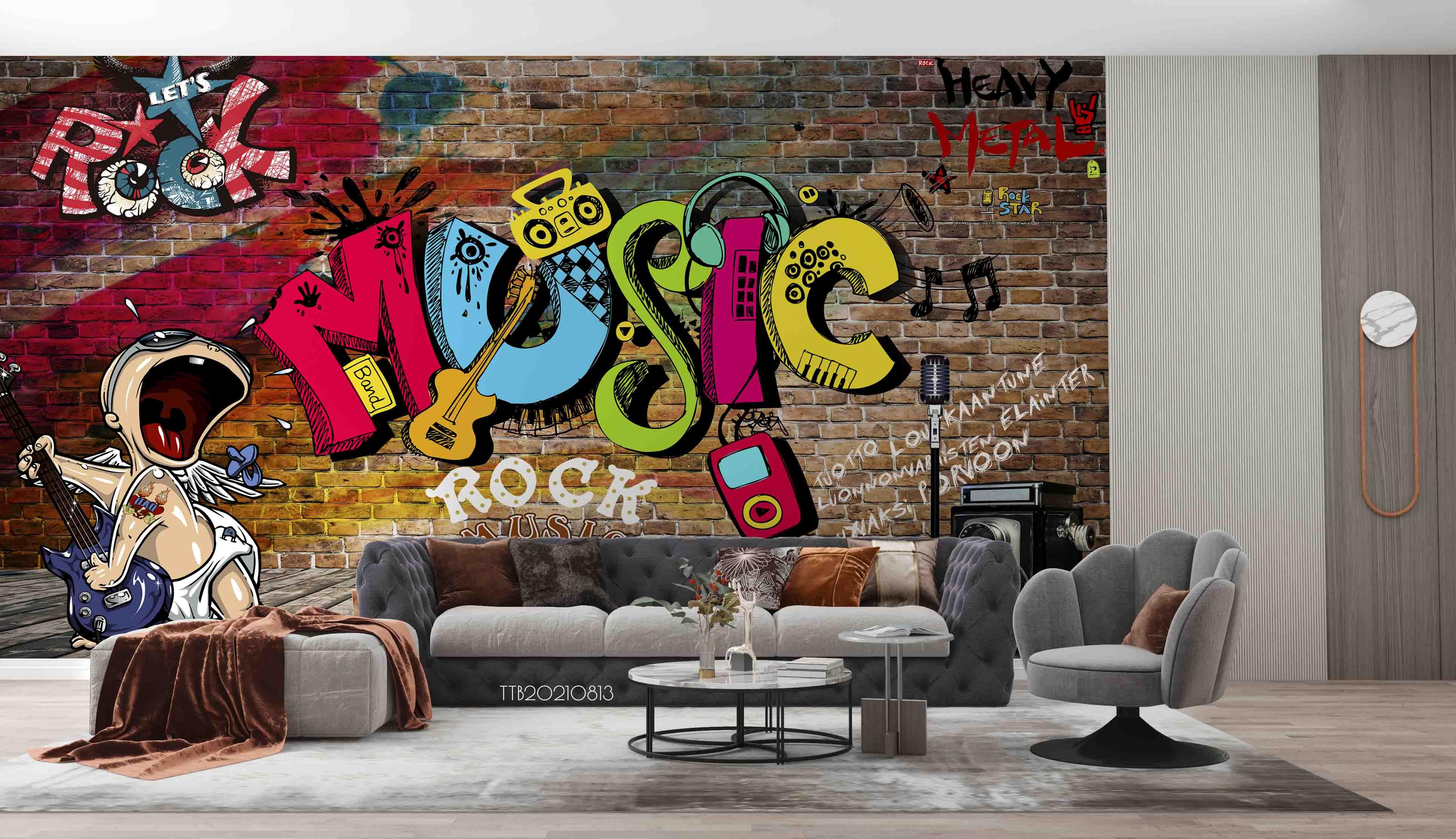 3D Abstract Graffiti Brick Wall Mural Wallpaper SWW5105- Jess Art Decoration