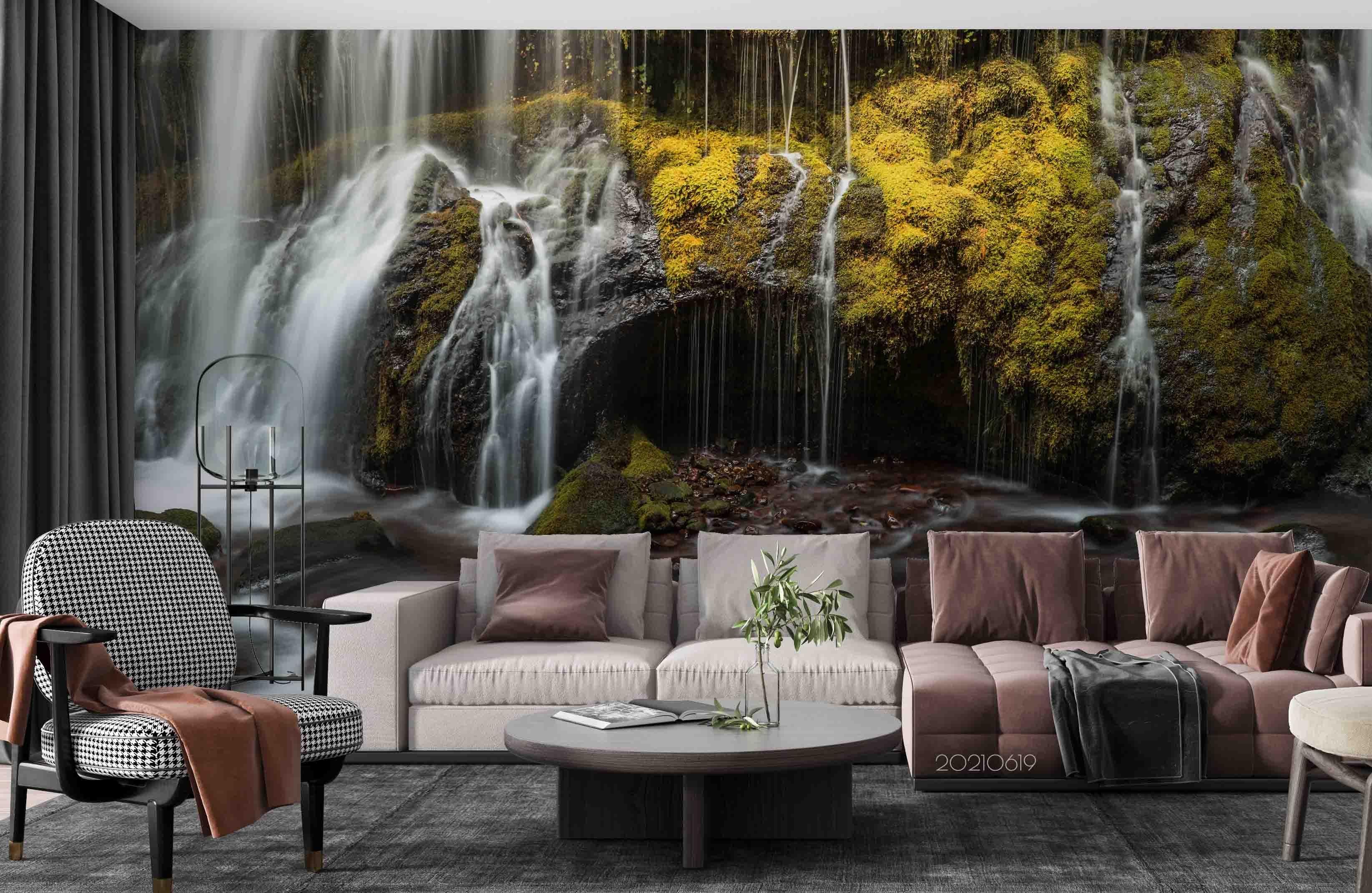 3D Green Forest Waterfall Landscape Wall Mural Wallpaper LQH 190- Jess Art Decoration