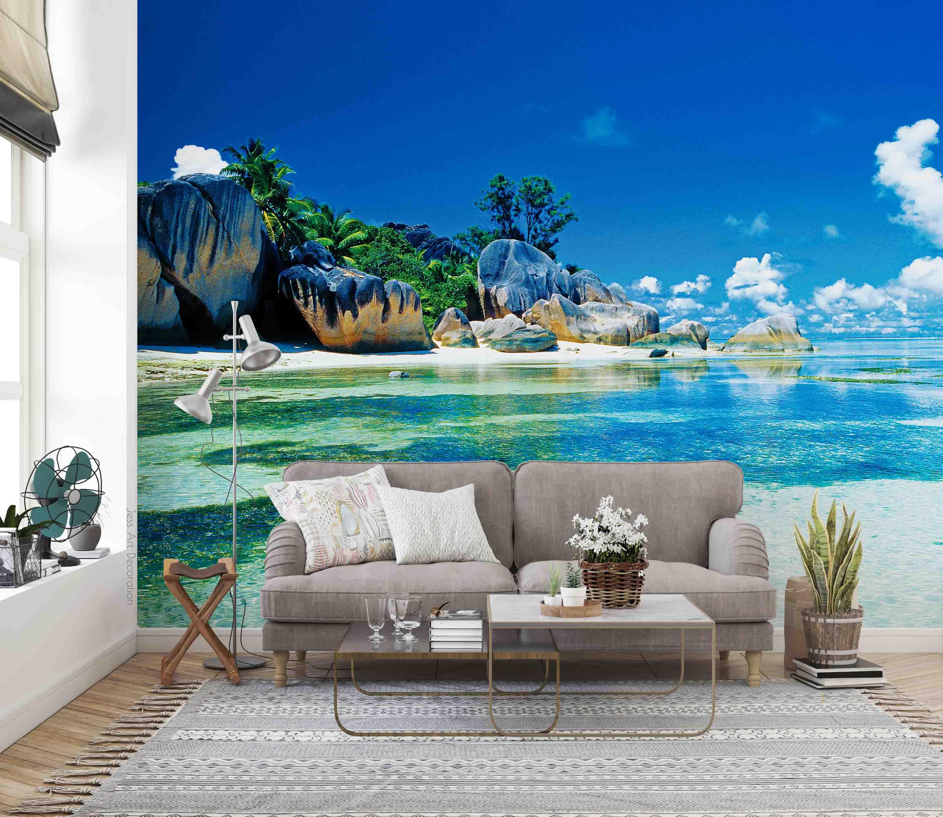 3D Reef Ocean Island Landscape Wall Mural Wallpaper GD 2823- Jess Art Decoration