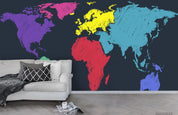 3D Color World Map Wall Mural Wallpaper LQH 394- Jess Art Decoration