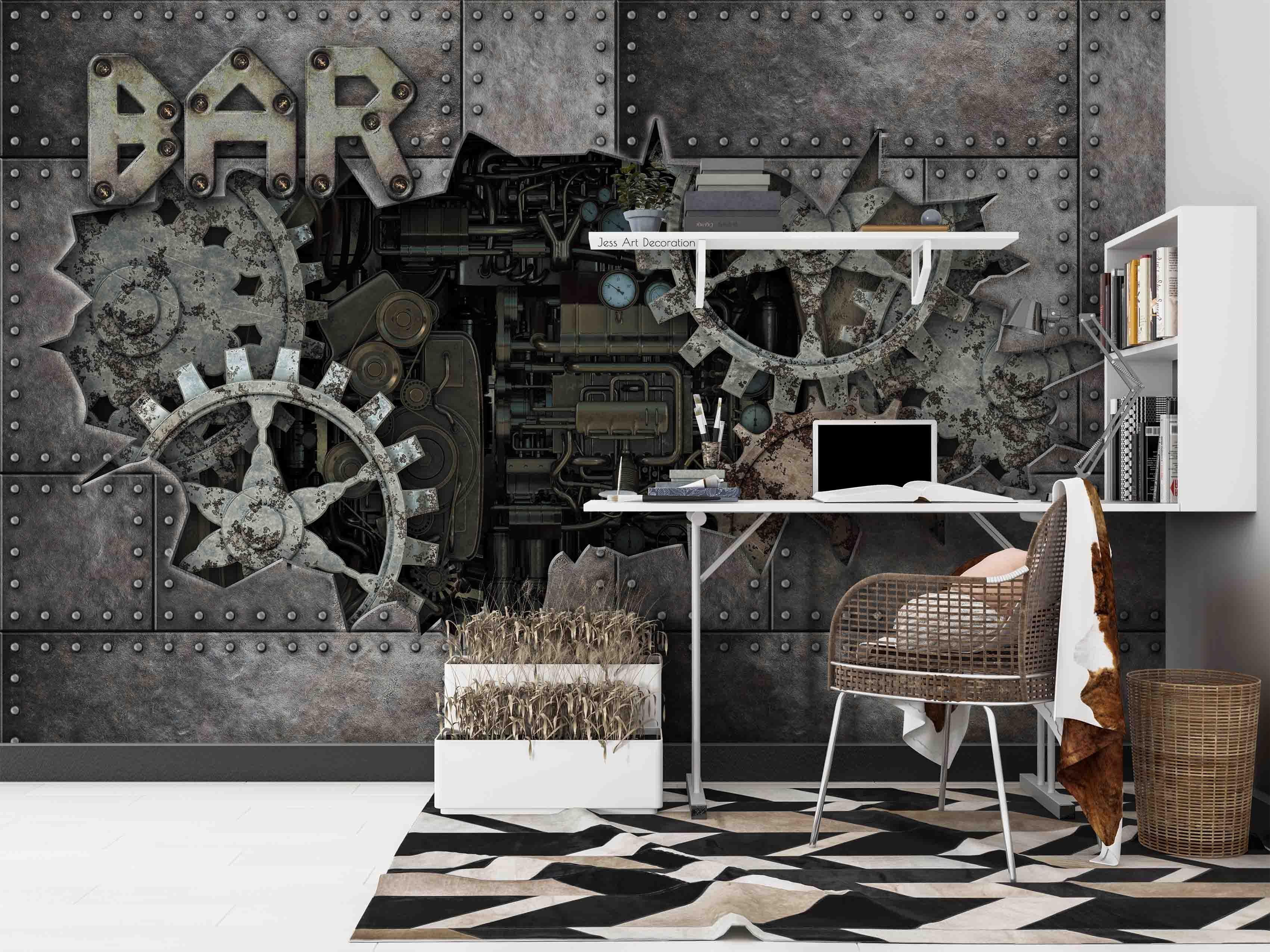 3D Abstract Industrial Style Gear Dashboard Wall Mural Wallpaper GD 2862- Jess Art Decoration