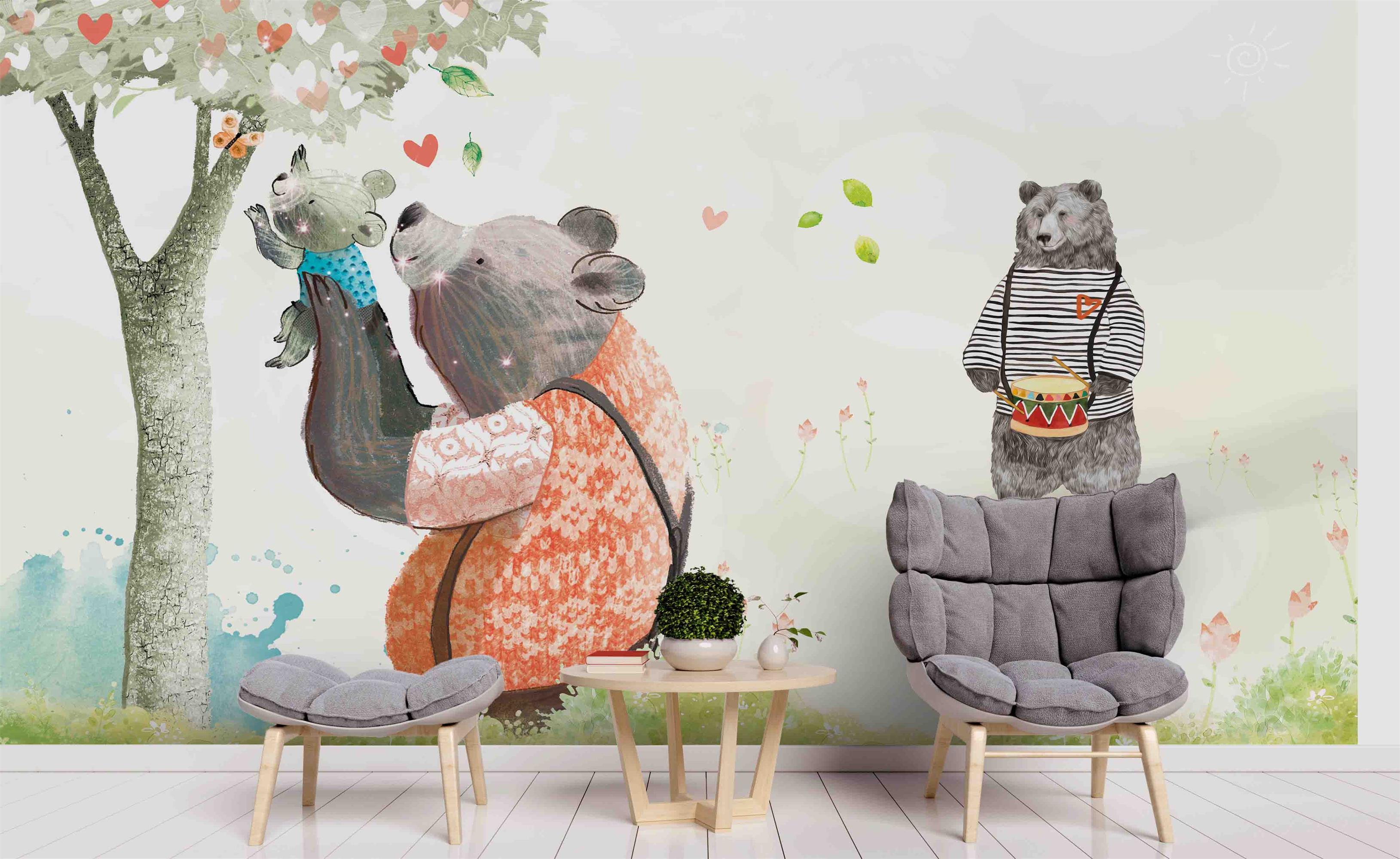 3D Cartoon Bear Family Wall Mural Wallpaper 51- Jess Art Decoration