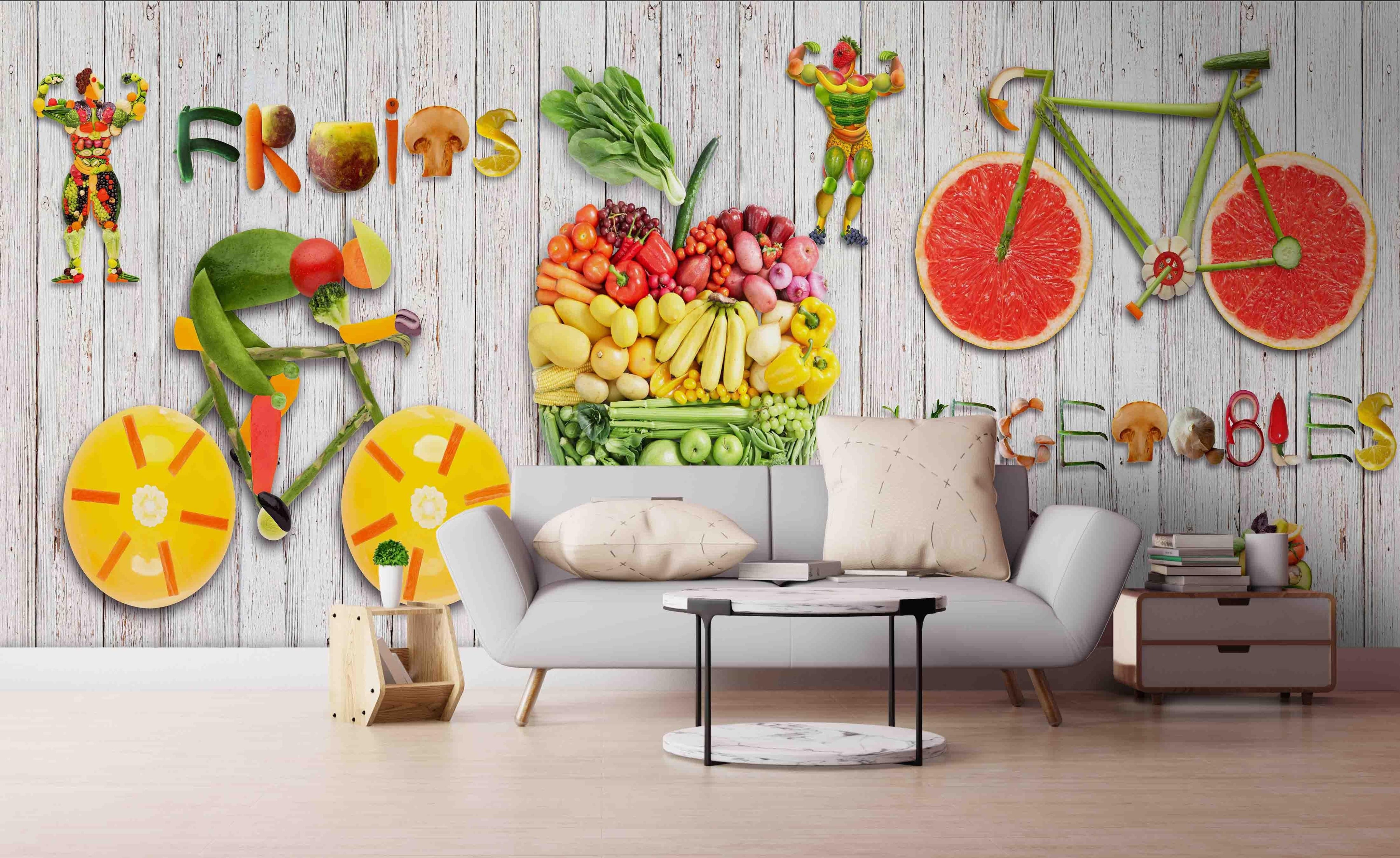 3D Fruit Bicycle Board Wall Mural Wallpaper 237- Jess Art Decoration