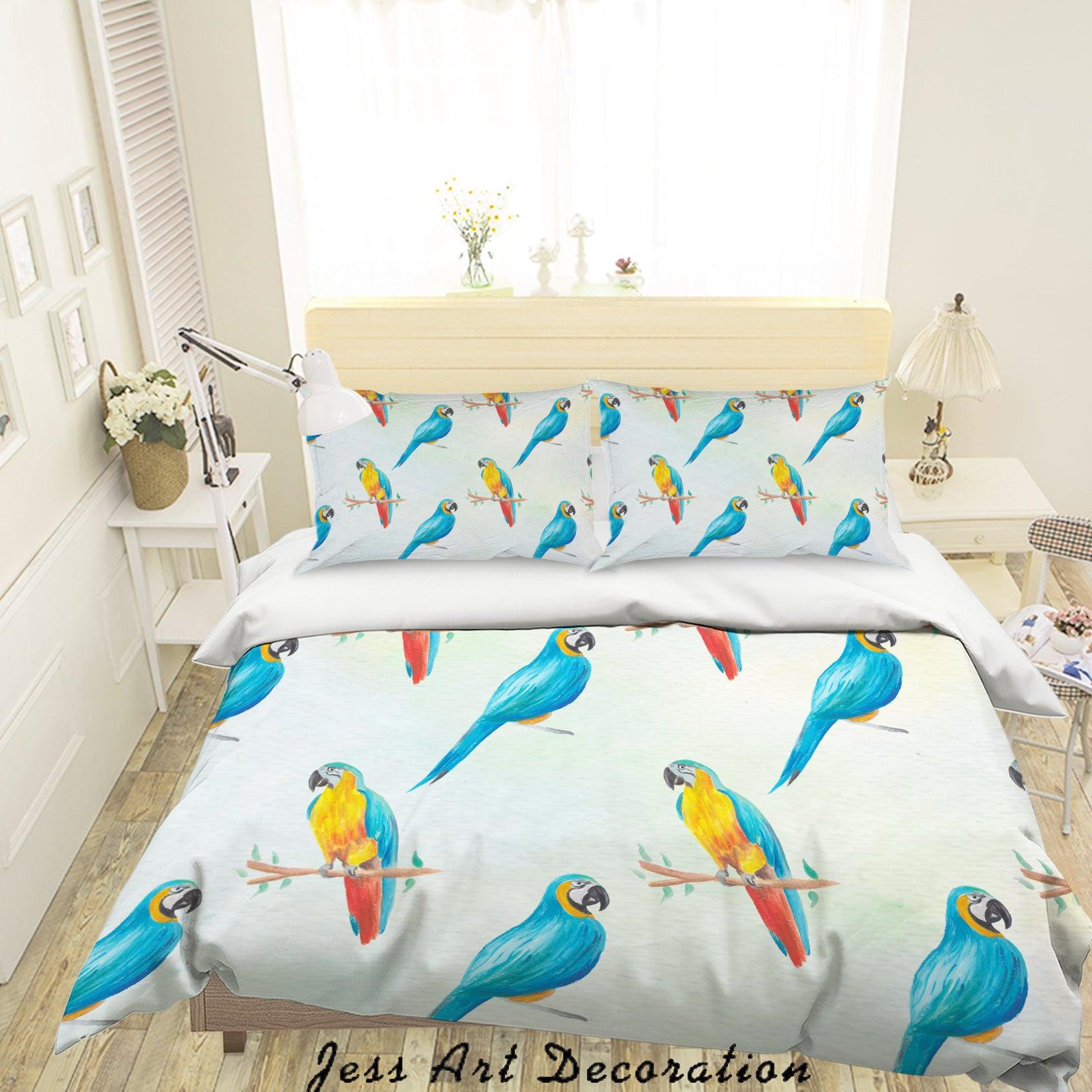 3D Watercolor Parrots Quilt Cover Set Bedding Set Pillowcases 123- Jess Art Decoration