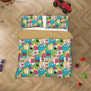 3D Abstract Color Monster Graffiti Quilt Cover Set Bedding Set Duvet Cover Pillowcases 22- Jess Art Decoration