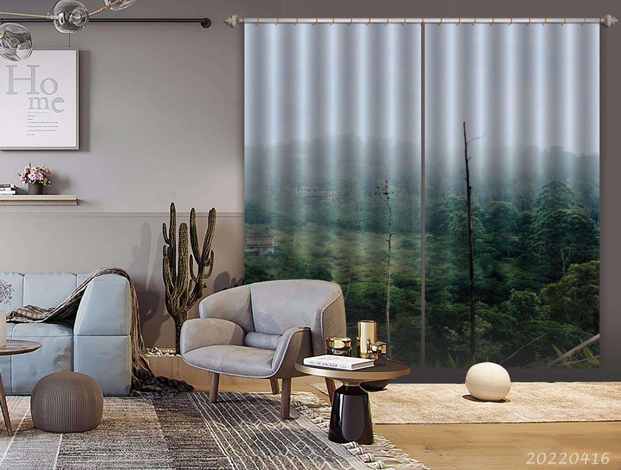 3D Countryside Mountain Green Forest Tree Curtains and Drapes GD 4369- Jess Art Decoration
