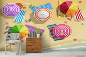 3D Summer Beach Flat Tourism Wall Mural Wallpaper WJ 9767- Jess Art Decoration