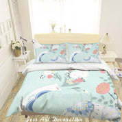3D Cartoon Elephant Flower Quilt Cover Set Bedding Set Pillowcases 76- Jess Art Decoration