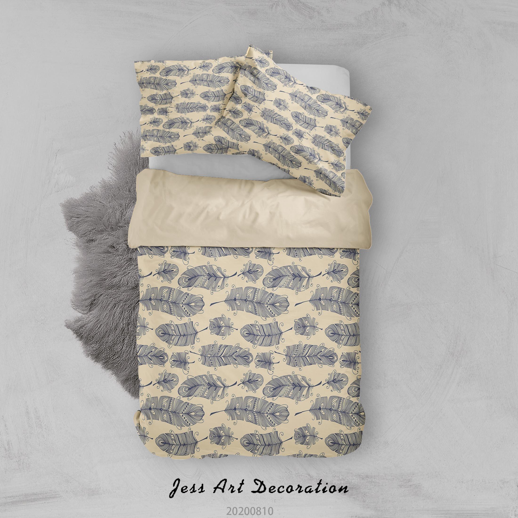 3D Hand Drawn Leaves Plant Quilt Cover Set Bedding Set Duvet Cover Pillowcases LXL- Jess Art Decoration