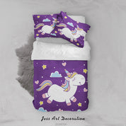 3D Purple Unicorn Quilt Cover Set Bedding Set Duvet Cover Pillowcases SF191- Jess Art Decoration