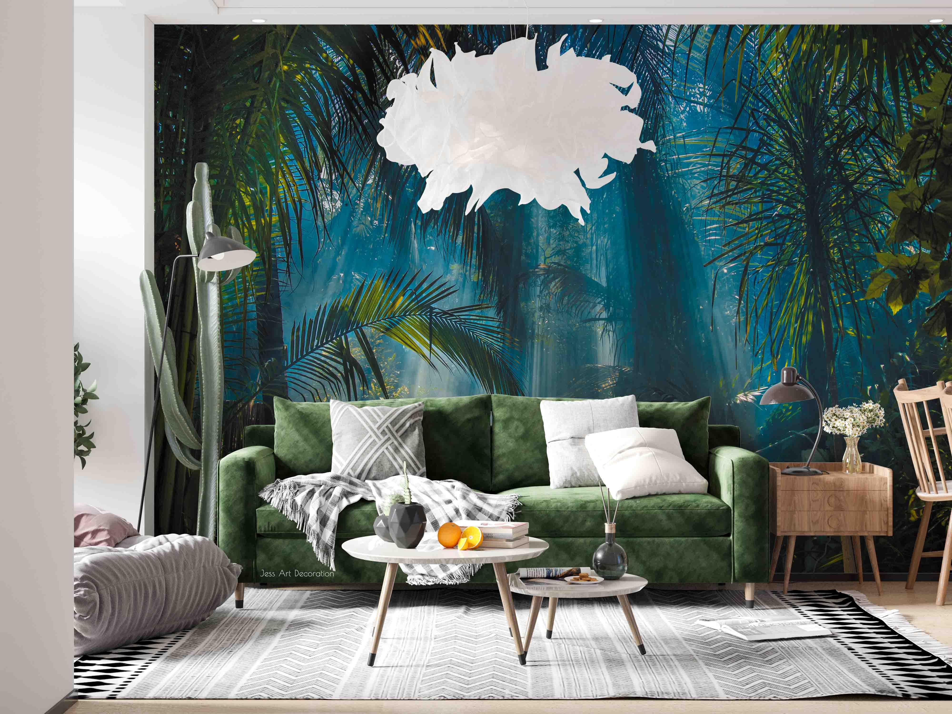 3D Dark Tropical Rainforest Wall Mural Wallpaper GD 2590- Jess Art Decoration