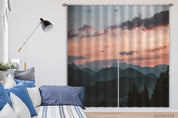 3D Black Mountain Peak Woods Red Sky Cloud Curtains and Drapes GD 254- Jess Art Decoration