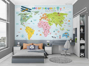 3D Cartoon Color Abstract Animal Map World Wall Mural Wallpaper SWW5135- Jess Art Decoration
