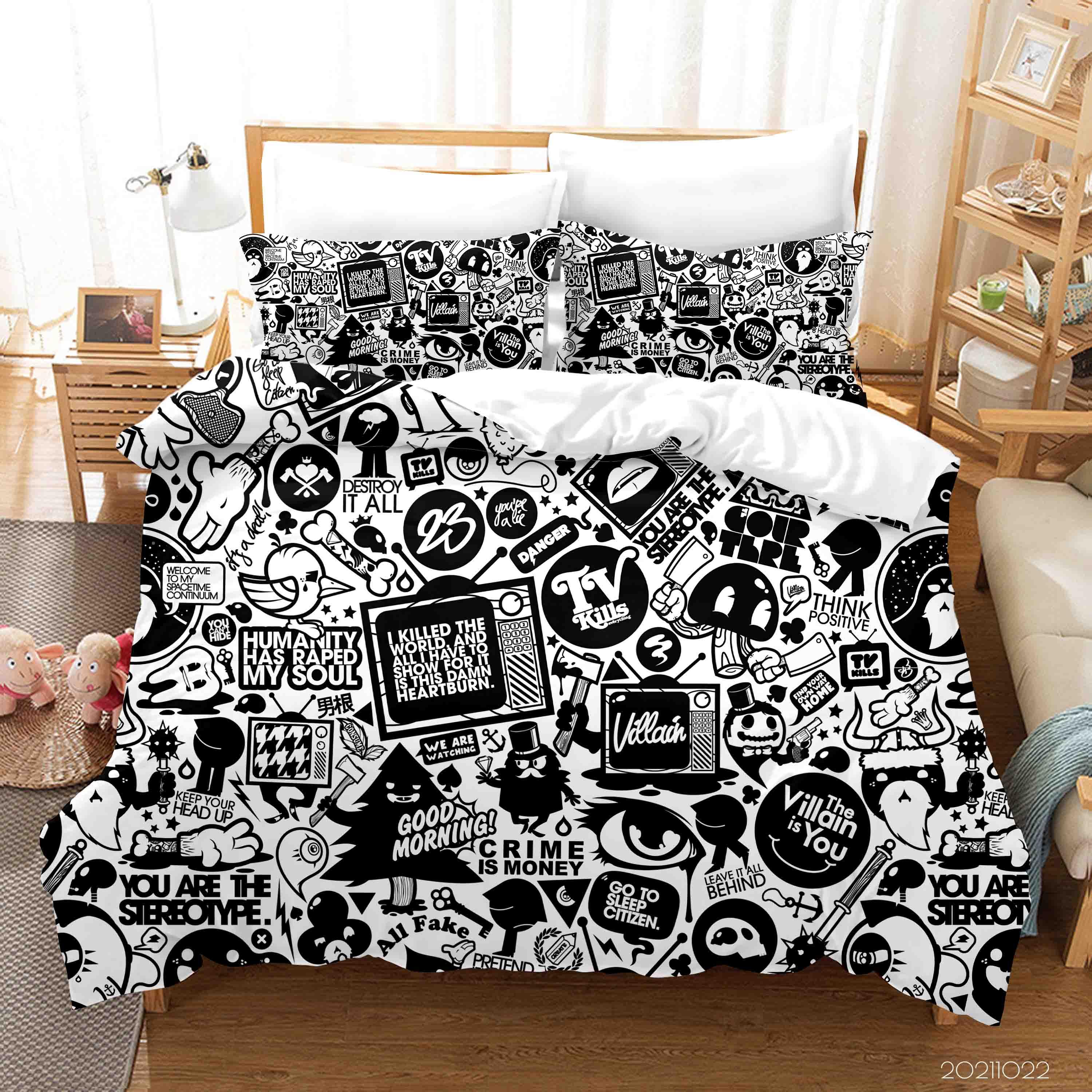3D Abstract Illustration Art Doodle Quilt Cover Set Bedding Set Duvet Cover Pillowcases 99- Jess Art Decoration